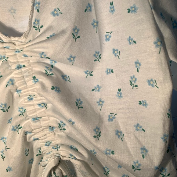 romwe white floral crop top tie front - Picture 2 of 3